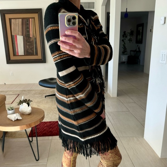 Johnny Was Ada Striped Open Front Alpaca Wool Blend Cardigan Sweater Size S - Picture 4 of 14